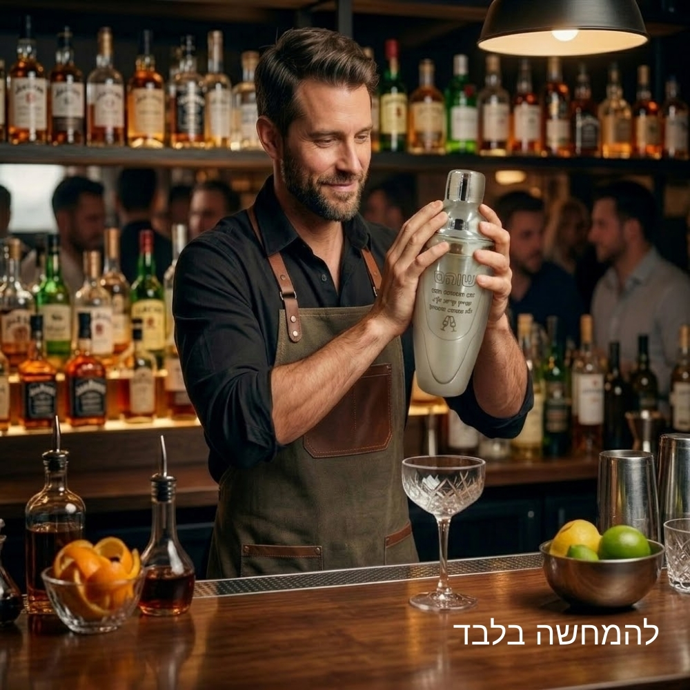ערכת ברמן יוקרתית ומפנקת שייקר 8 חלקים איכותיים עם חריטה אישית