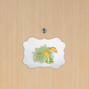 שלט לדלת דגם פרפר בעיצוב 'פטריות' + הדפסה אישית
