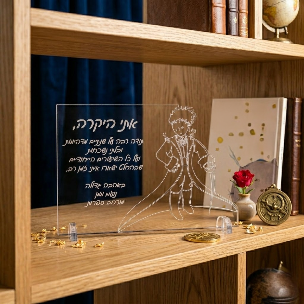 מגן הוקרה הנסיך הקטן עם חריטת הקדשה אישית