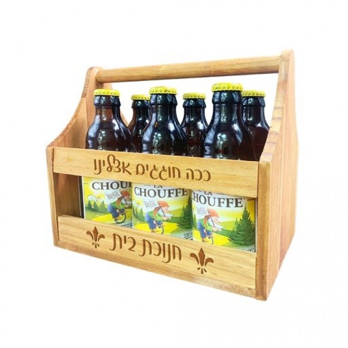 מארז בירה - מנשא עץ יוקרתי עם חריטה אישית