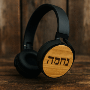 אוזניות בלוטוס איכותיות בעיצוב ייחודי, בשילוב עץ עם חריטה אישית